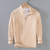 Tobias | Herren Zopfmuster Halbzip Pullover Strick