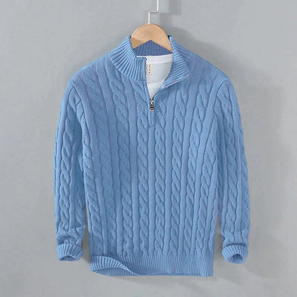 Tobias | Herren Zopfmuster Halbzip Pullover Strick