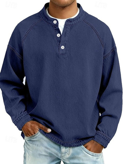 Tate | Herren Henley Strickpullover Used-Look Langarm
