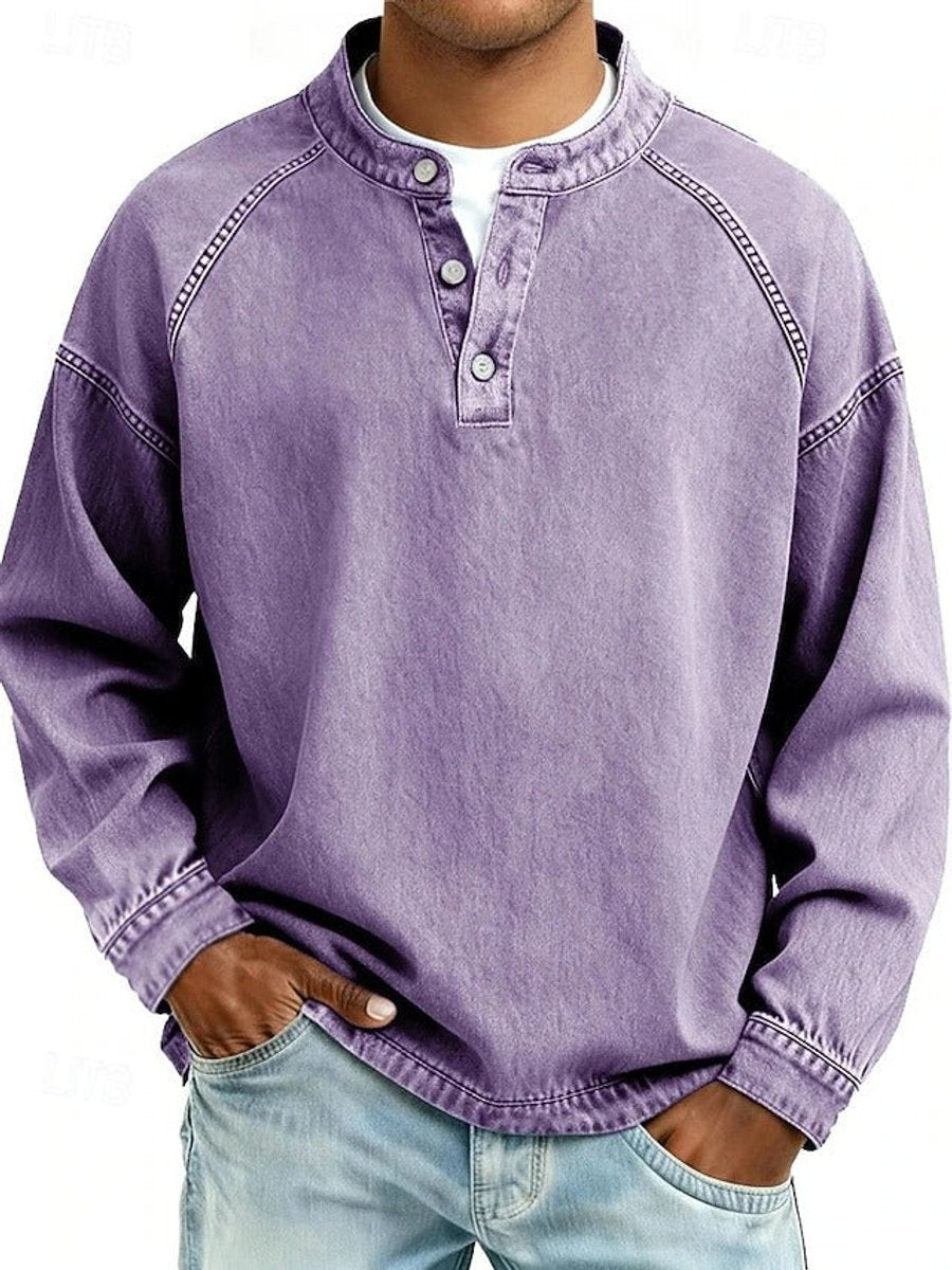 Tate | Herren Henley Strickpullover Used-Look Langarm