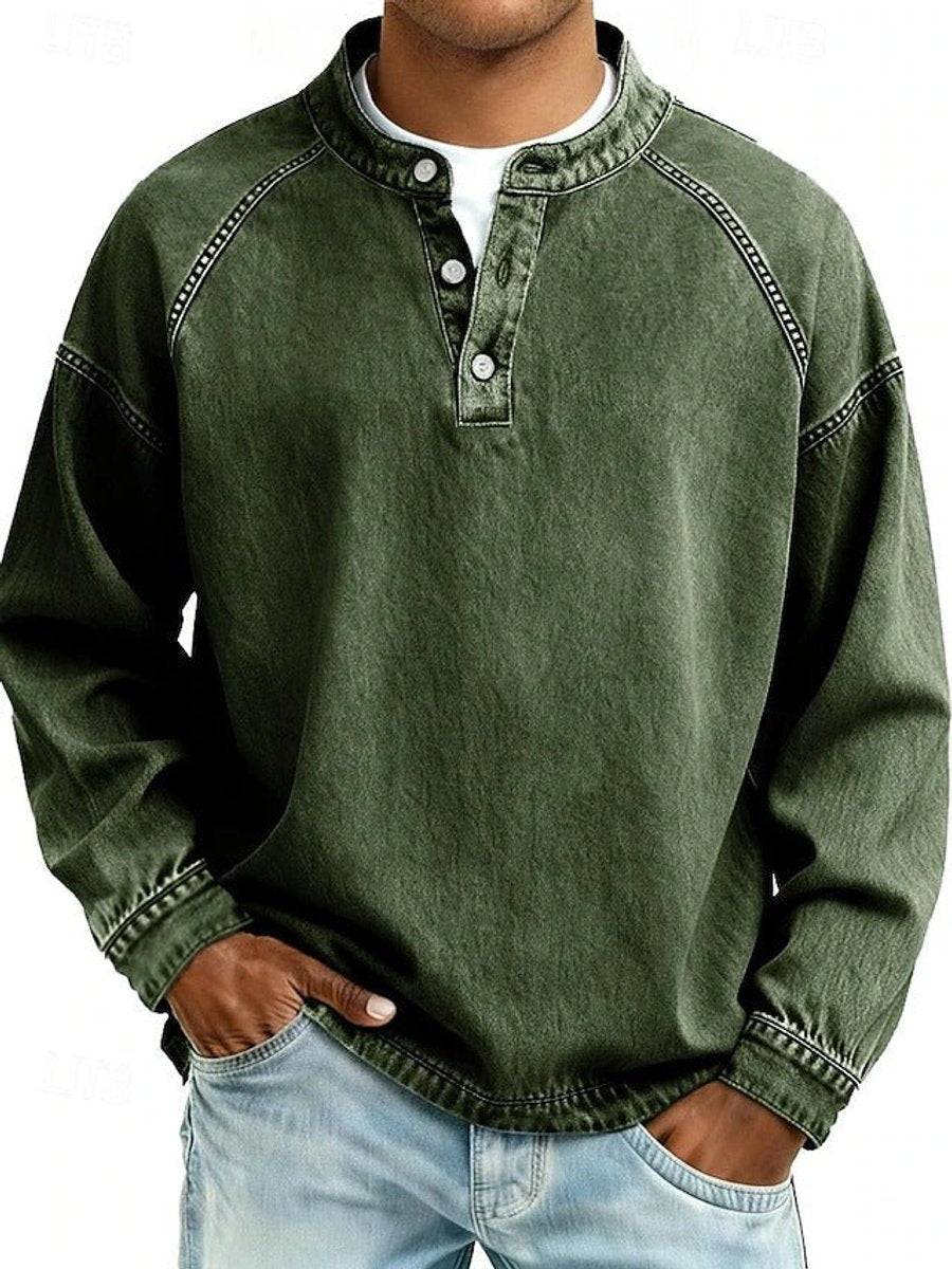 Tate | Herren Henley Strickpullover Used-Look Langarm