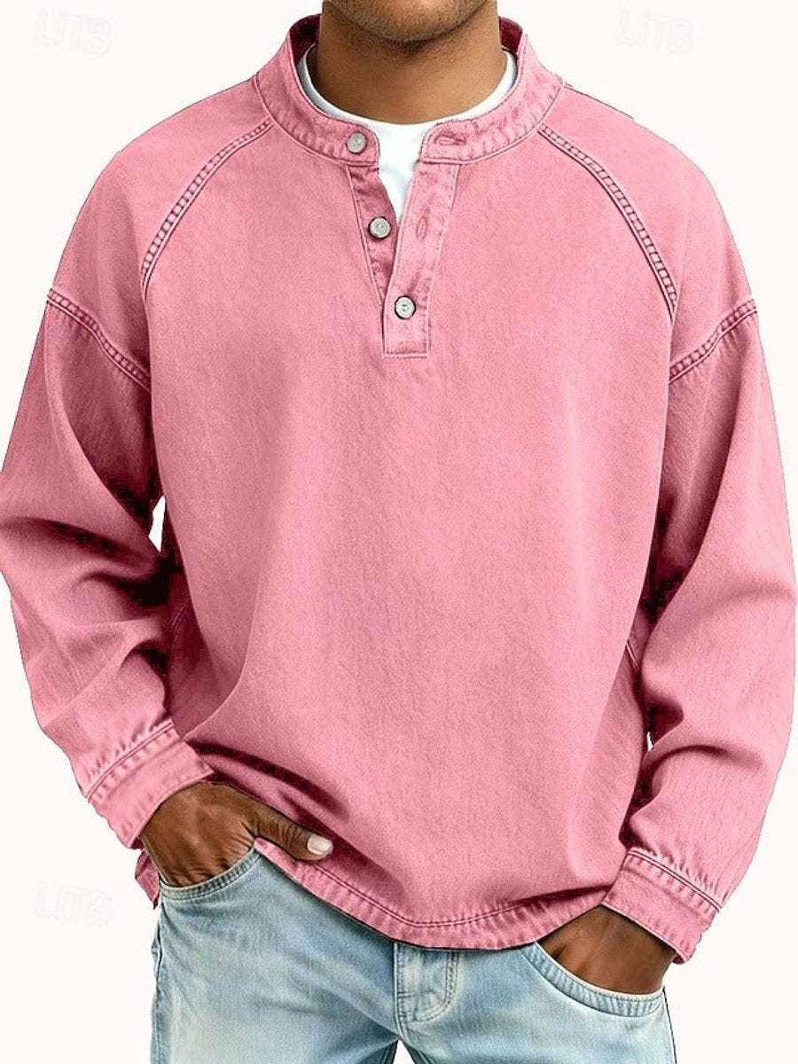 Tate | Herren Henley Strickpullover Used-Look Langarm