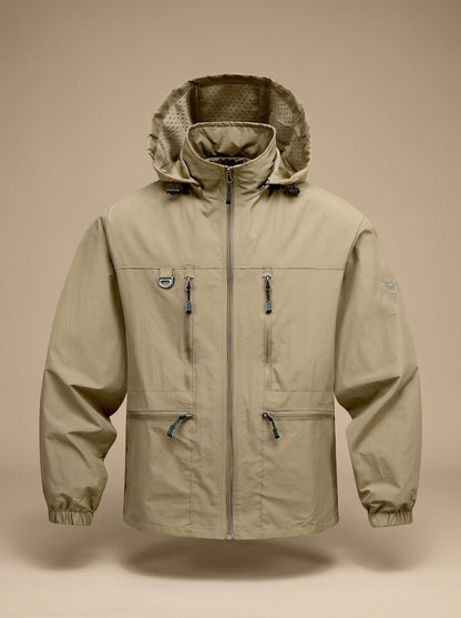 Bruno | Herren Kapuzenjacke mit Reißverschluss und Taschen, Khaki