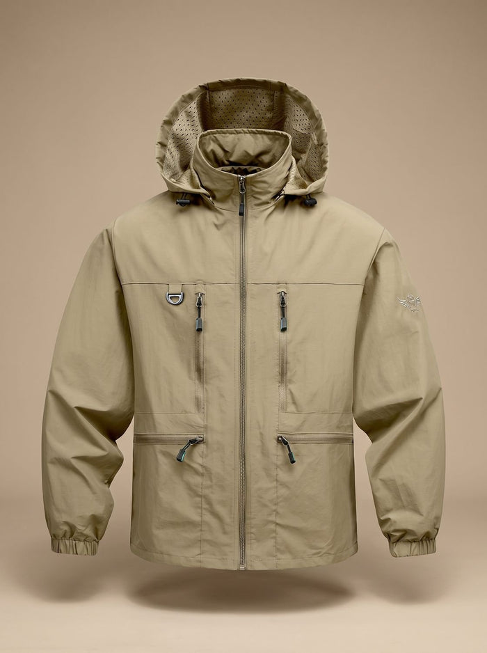 Bruno | Herren Kapuzenjacke mit Reißverschluss und Taschen, Khaki