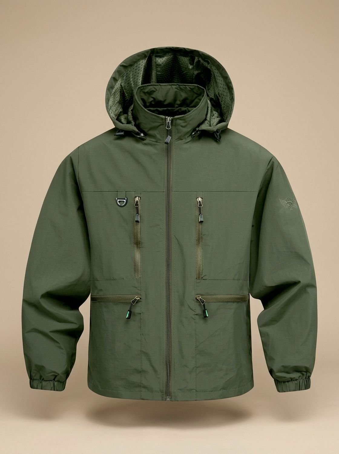 Bruno | Herren Kapuzenjacke mit Reißverschluss und Taschen, Khaki