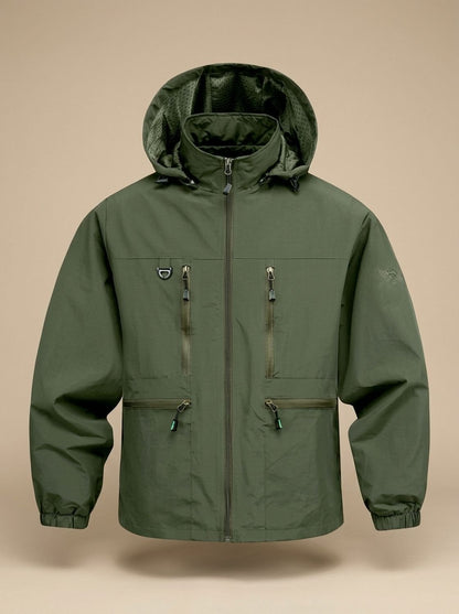 Bruno | Herren Kapuzenjacke mit Reißverschluss und Taschen, Khaki