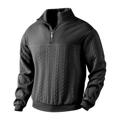 Thijs | Herren Zopfstrick-Pullover mit Viertelreißverschluss