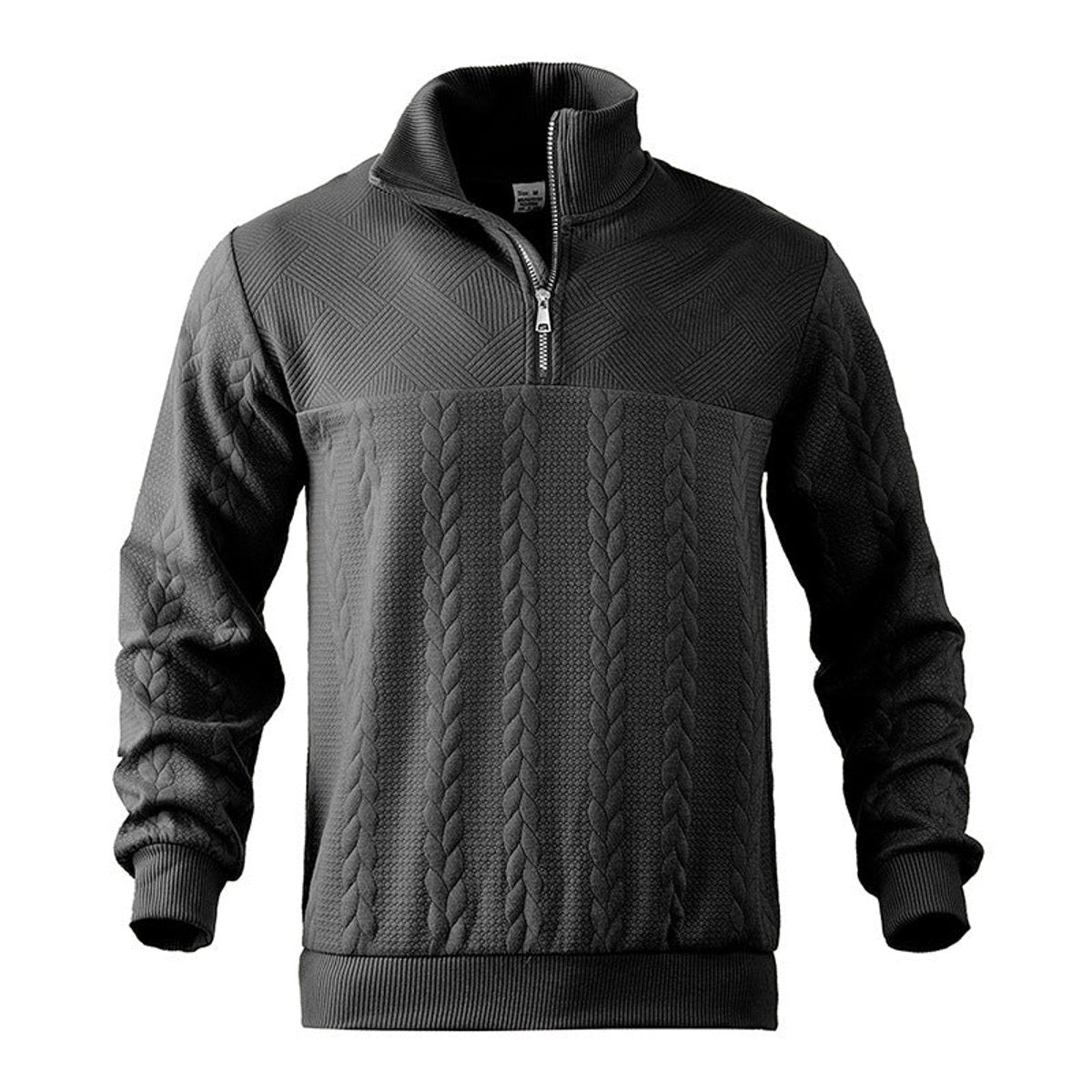 Thijs | Herren Zopfstrick-Pullover mit Viertelreißverschluss