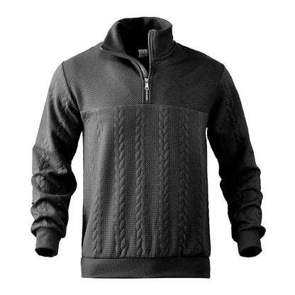 Thijs | Herren Zopfstrick-Pullover mit Viertelreißverschluss