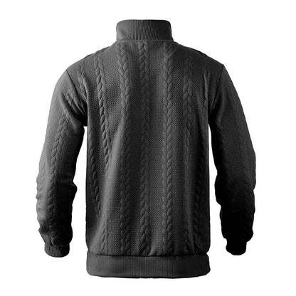 Thijs | Herren Zopfstrick-Pullover mit Viertelreißverschluss