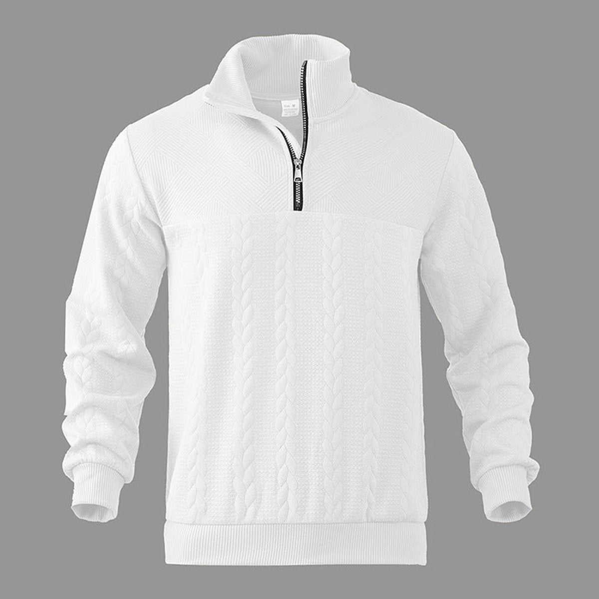 Thijs | Herren Zopfstrick-Pullover mit Viertelreißverschluss