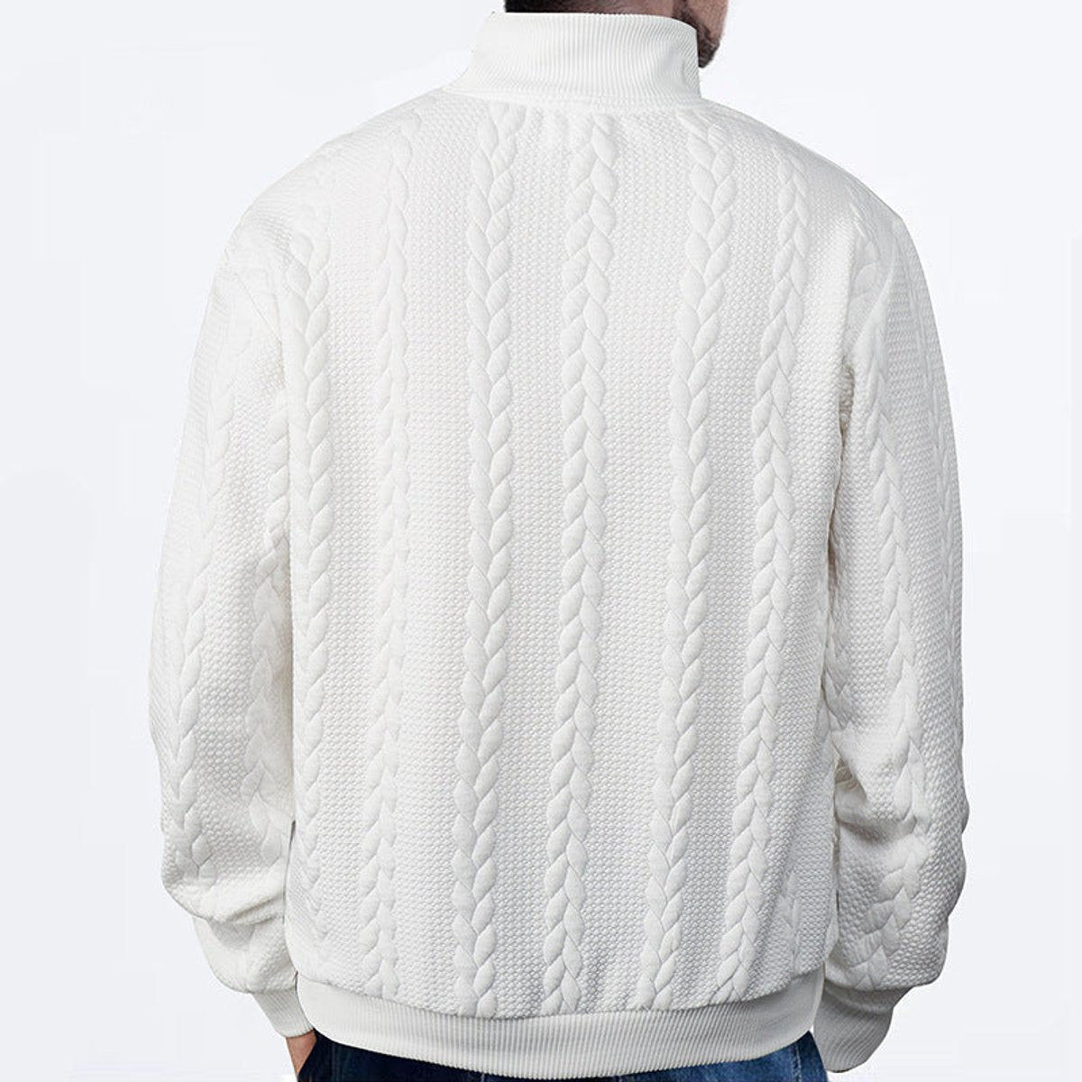 Thijs | Herren Zopfstrick-Pullover mit Viertelreißverschluss