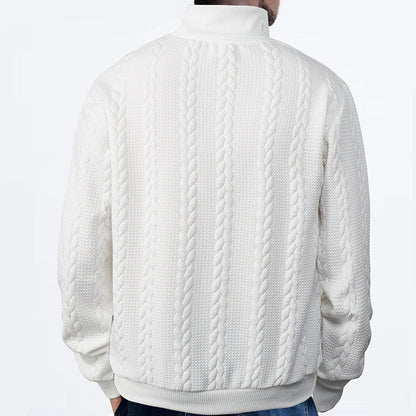 Thijs | Herren Zopfstrick-Pullover mit Viertelreißverschluss