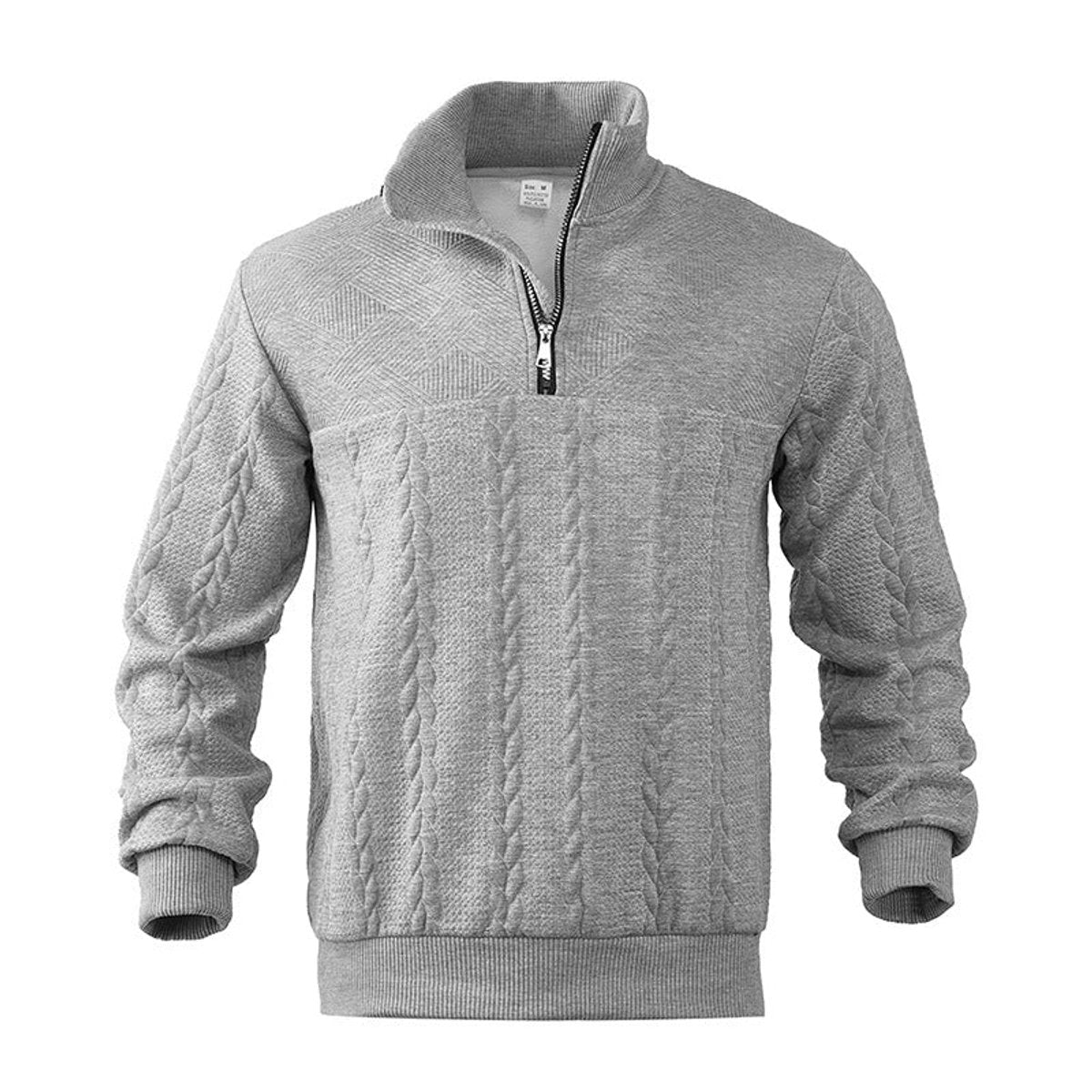 Thijs | Herren Zopfstrick-Pullover mit Viertelreißverschluss