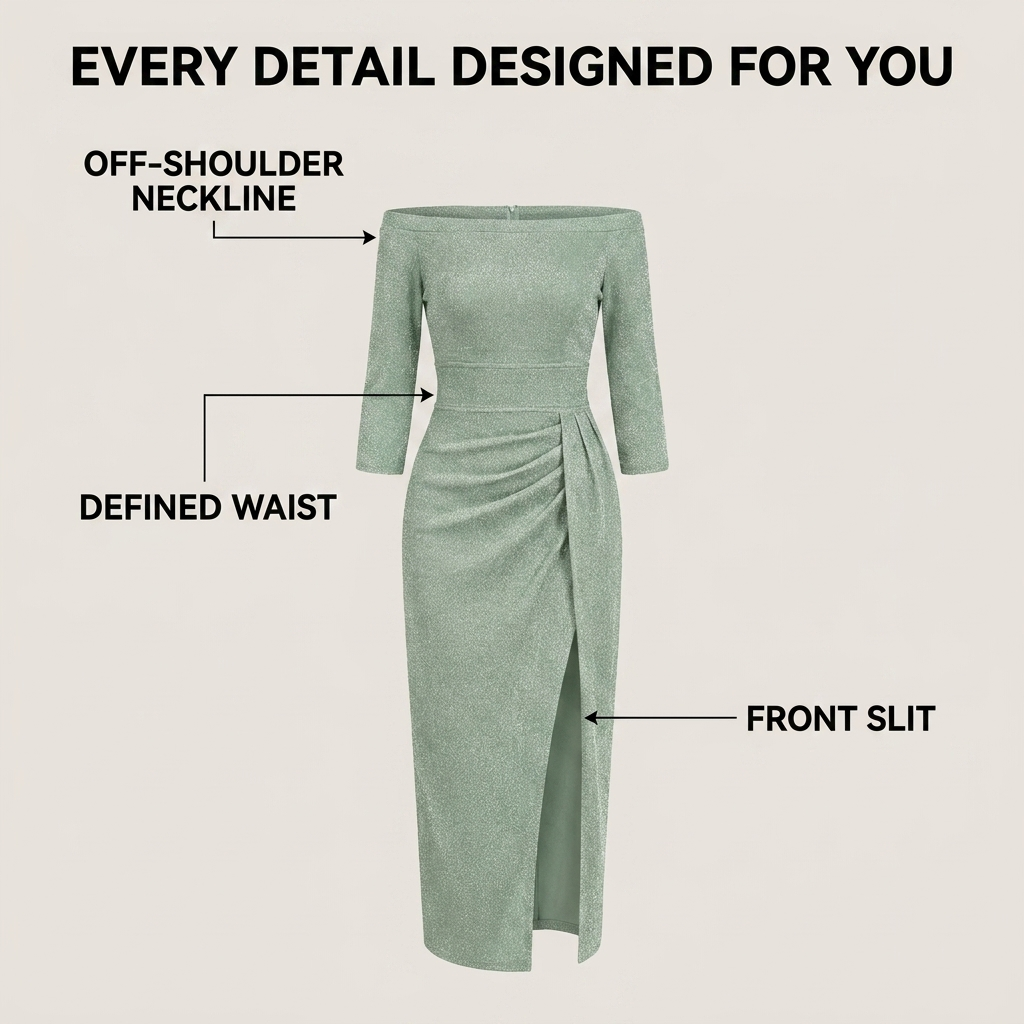 Manon | Schulterfreies Wickelkleid mit Beinschlitz für Damen