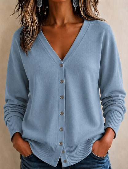 Franziska | Damen Strickjacke mit Knopfleiste und V-Ausschnitt