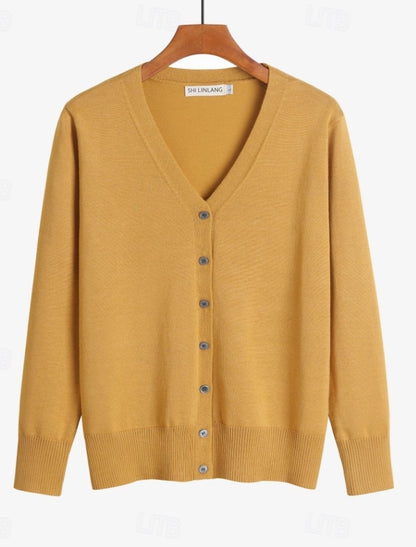 Franziska | Damen Strickjacke mit Knopfleiste und V-Ausschnitt