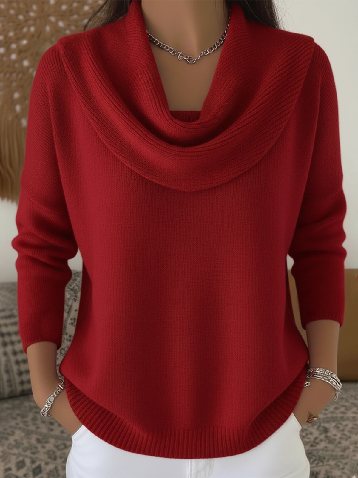 Bente | Damen Wasserfall-Pullover Lockere Passform