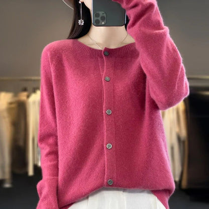 Selina | Damen Cardigan Relaxed-Fit Knopfleiste V-Neck