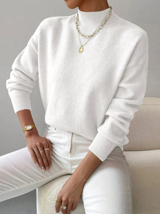 Ava | Dame Rollkragenpullover Gerippt Strick Langarm
