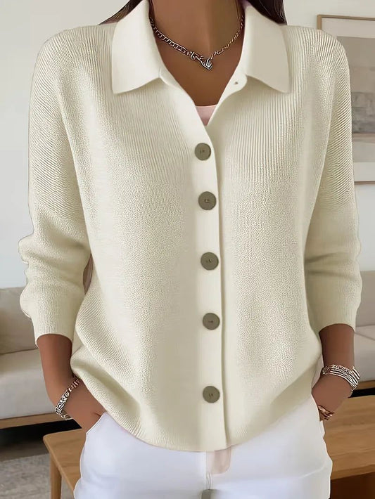 Georgia | Taillierte Strickjacke V-Ausschnitt Knopfleiste Damen