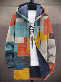 Hedda | Bunte Strickjacke mit Reißverschluss und Kapuze im Kunstdruck-Design