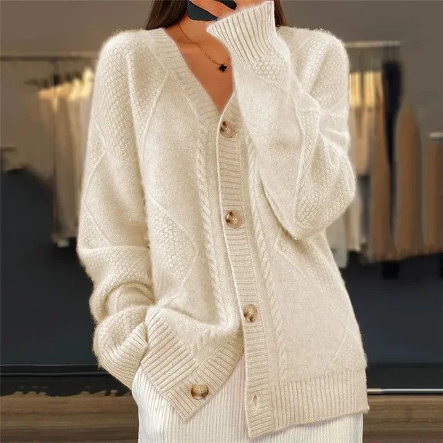 Harper | Strickjacke Damen mit Knopfleiste und Rippstruktur
