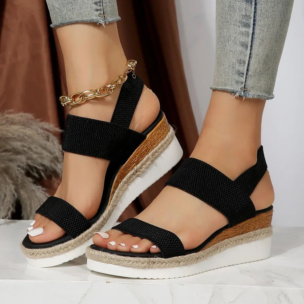 Talia | Damen Espadrille-Sandalen Doppelriemen – Sommer Freizeit
