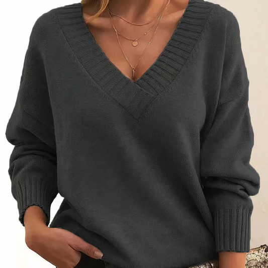 Talia | Damen Pullover V-Ausschnitt Lockere Passform