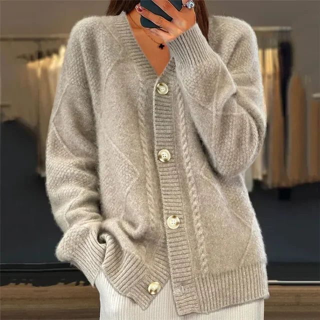 Harper | Strickjacke Damen mit Knopfleiste und Rippstruktur