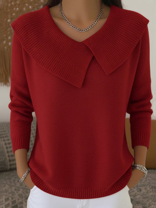Birgit | Damen Pullover Asymmetrischer Kragen Elegant