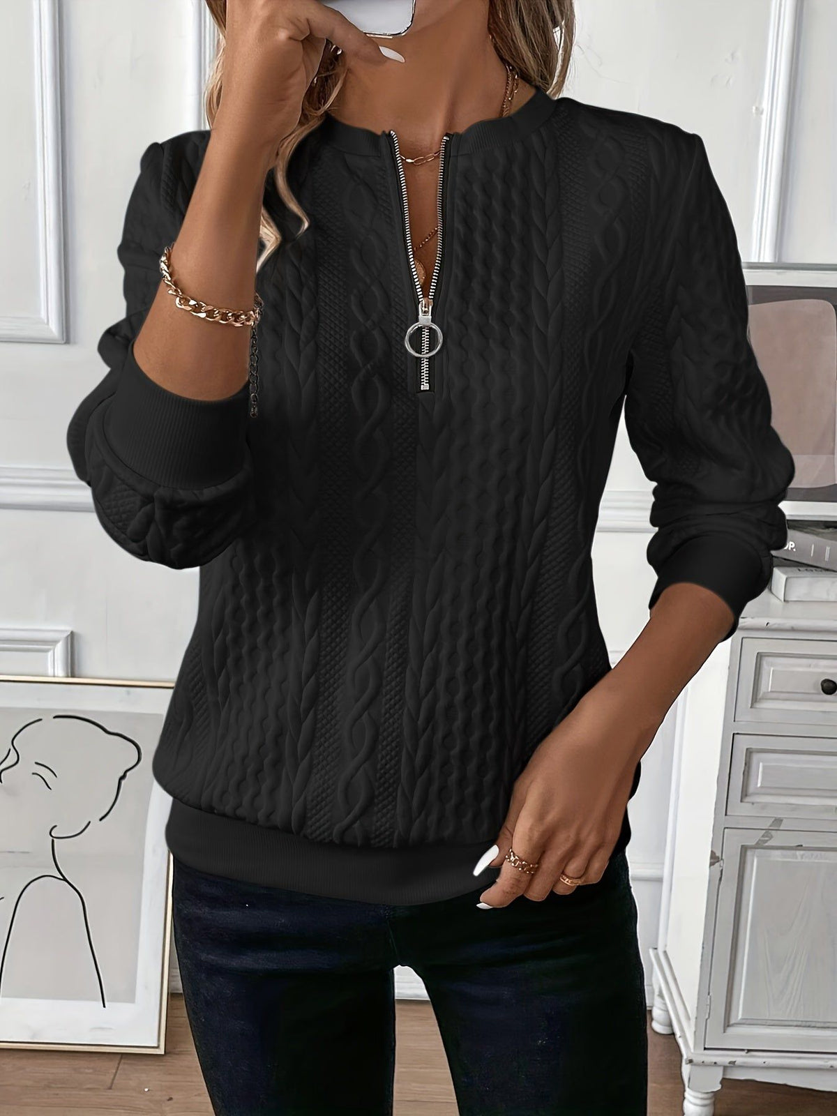 Sofie | Eleganter Pullover mit Reißverschluss-Kragen