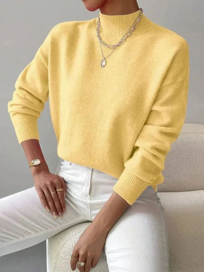 Ava | Dame Rollkragenpullover Gerippt Strick Langarm