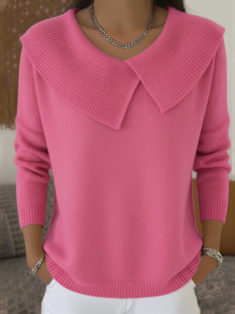 Birgit | Damen Pullover Asymmetrischer Kragen Elegant