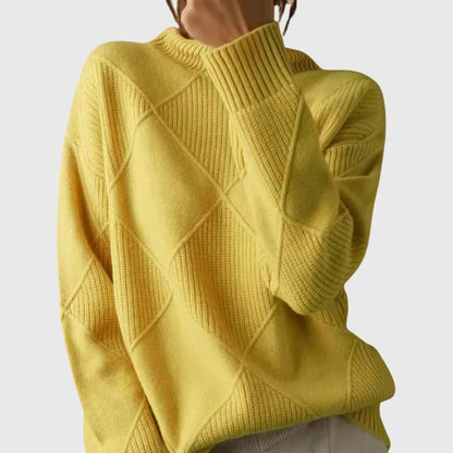 Beatrix | Damen Rollkragenpullover Rippstrick Geometrisch – Herbst-Look