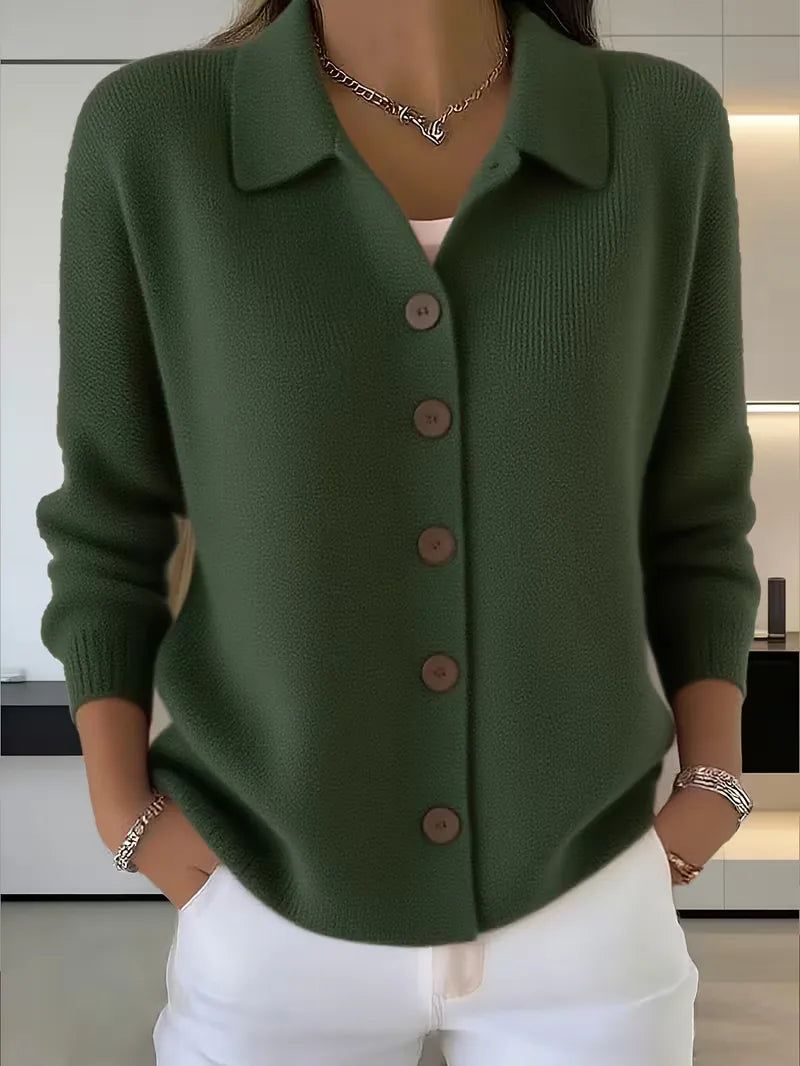 Georgia | Taillierte Strickjacke V-Ausschnitt Knopfleiste Damen