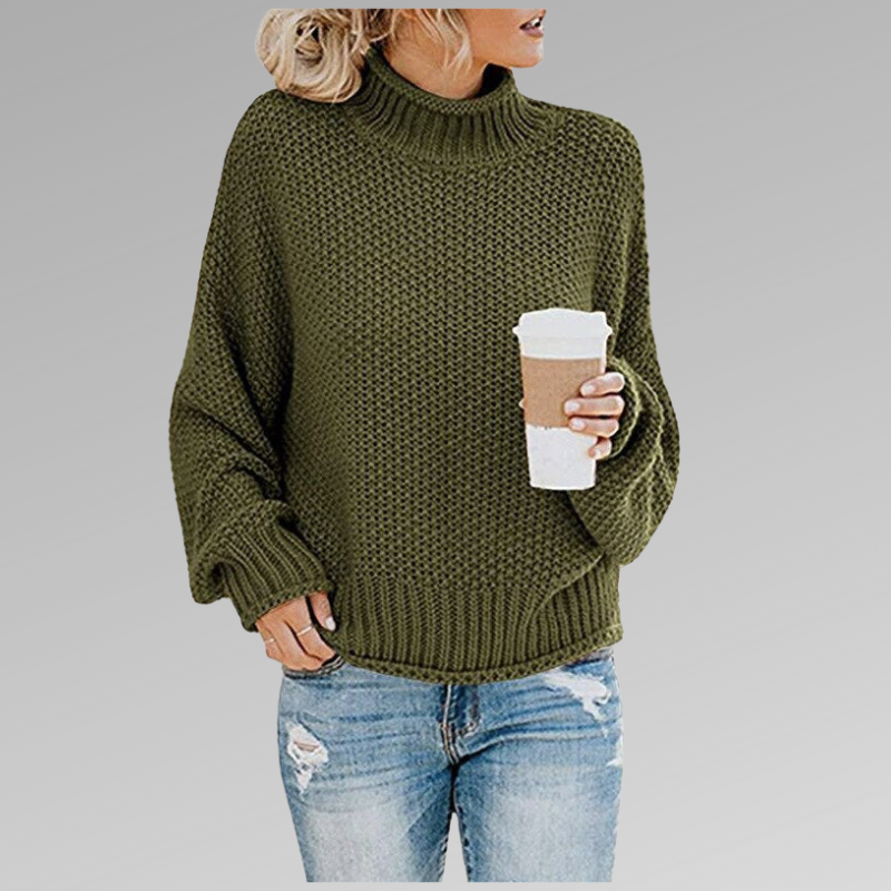 Arwen | Dame Oversized Rollkragen Strickpullover Winter