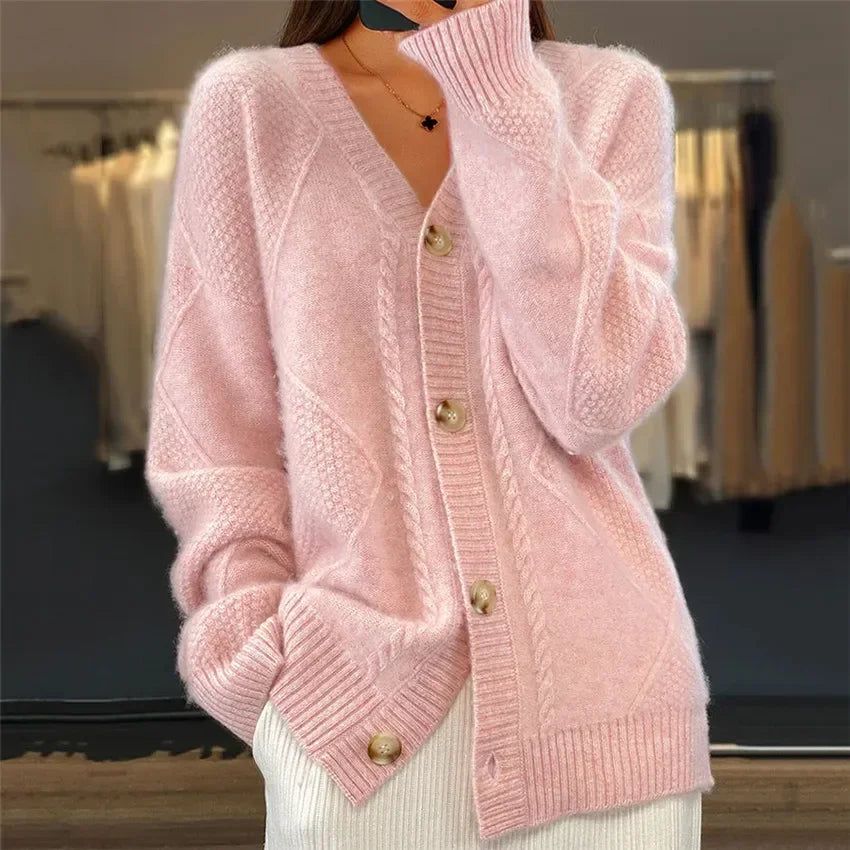 Harper | Strickjacke Damen mit Knopfleiste und Rippstruktur