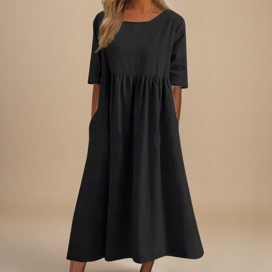 Amara | Damen Midikleid Relaxed Fit Rundhals Sommer