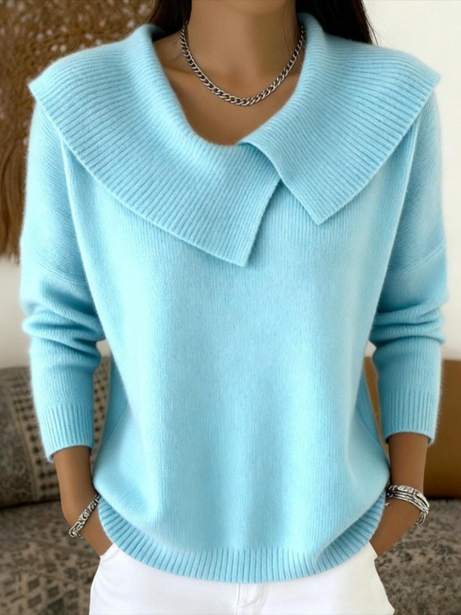 Birgit | Damen Pullover Asymmetrischer Kragen Elegant