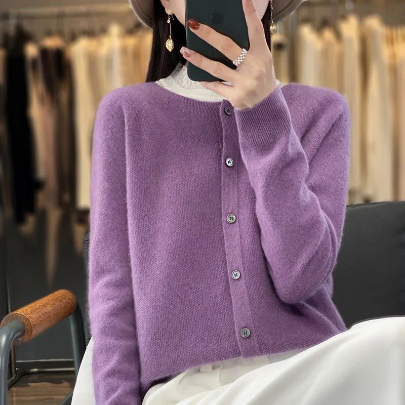 Selina | Damen Cardigan Relaxed-Fit Knopfleiste V-Neck