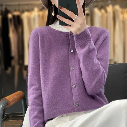 Selina | Damen Cardigan Relaxed-Fit Knopfleiste V-Neck