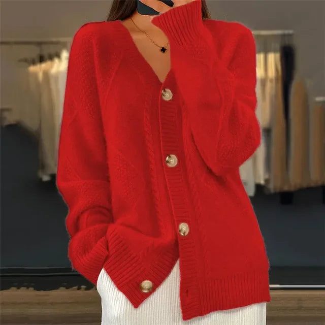 Harper | Strickjacke Damen mit Knopfleiste und Rippstruktur