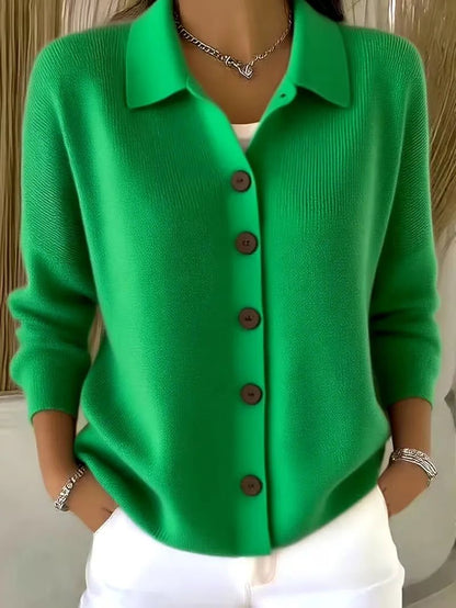 Georgia | Taillierte Strickjacke V-Ausschnitt Knopfleiste Damen