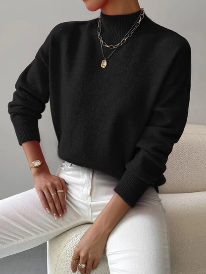 Ava | Dame Rollkragenpullover Gerippt Strick Langarm
