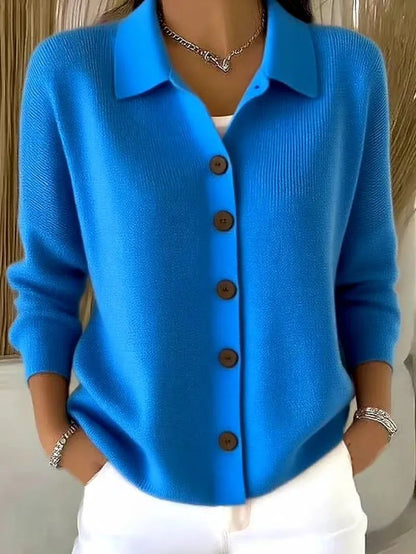 Georgia | Taillierte Strickjacke V-Ausschnitt Knopfleiste Damen