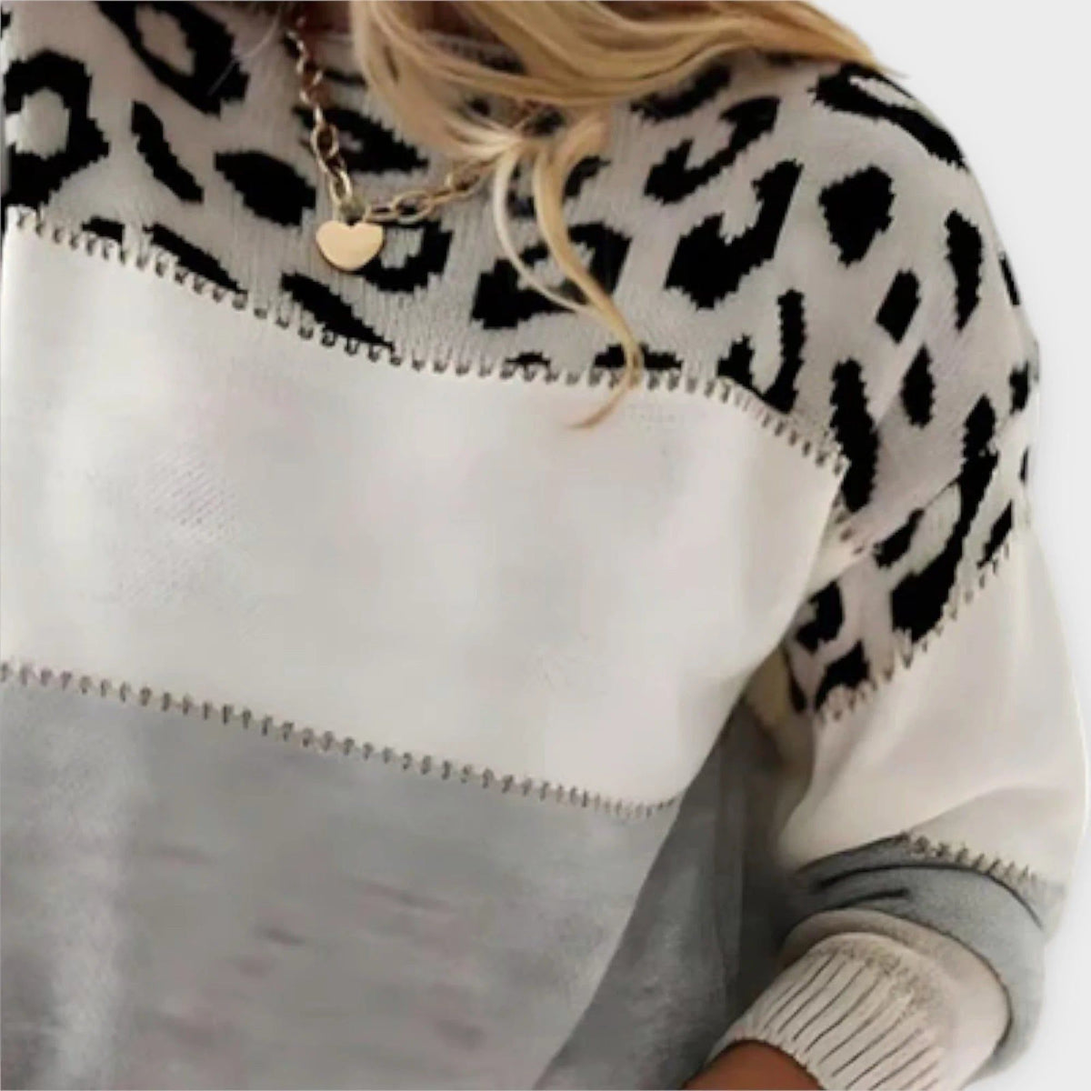 Vivian | Damen Pullover Leoparden-Print Rundhals