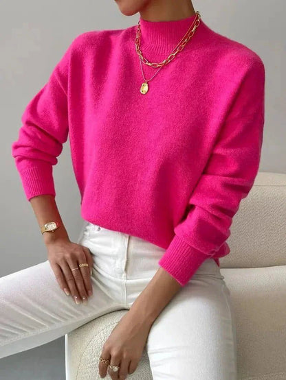 Ava | Dame Rollkragenpullover Gerippt Strick Langarm