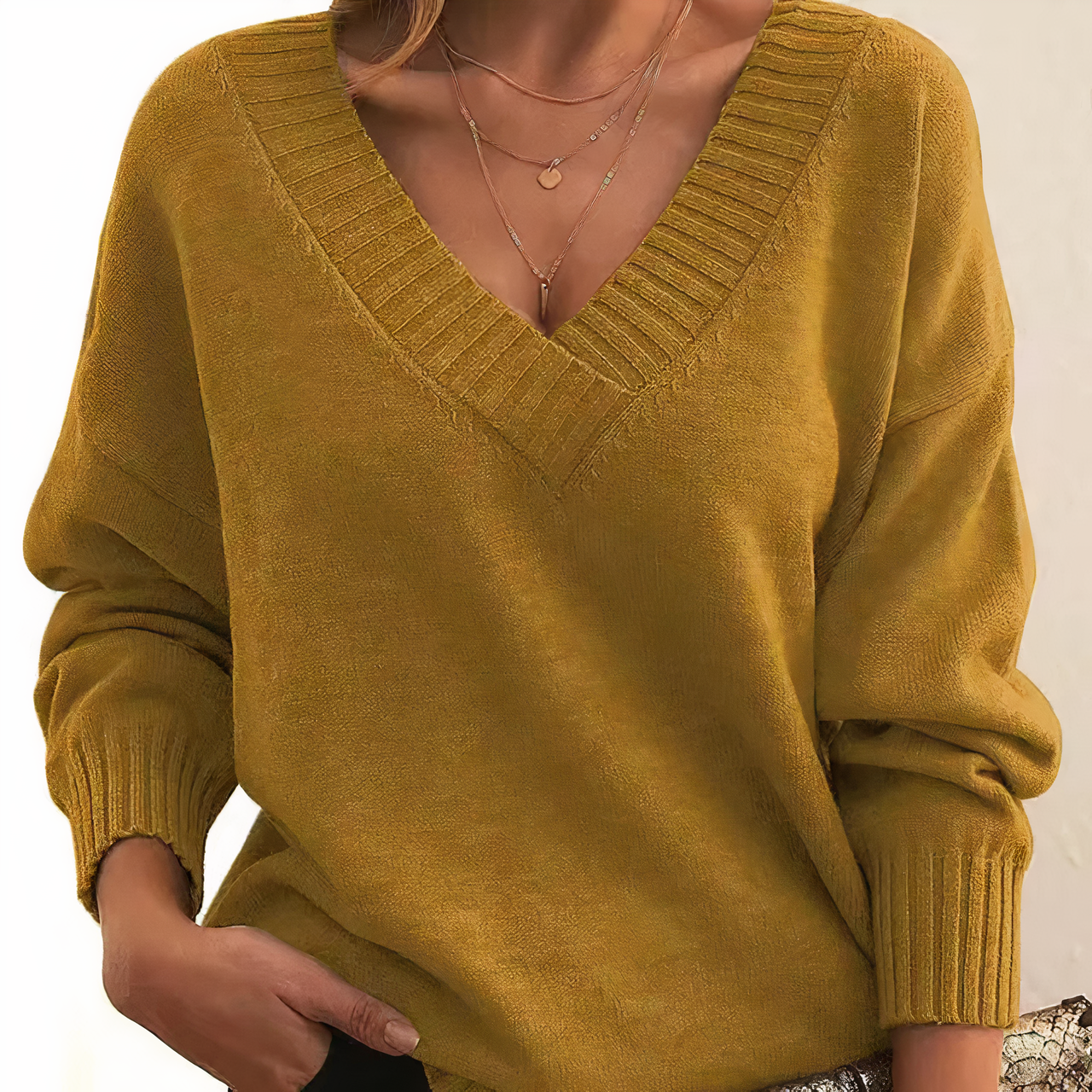 Talia | Damen Pullover V-Ausschnitt Lockere Passform