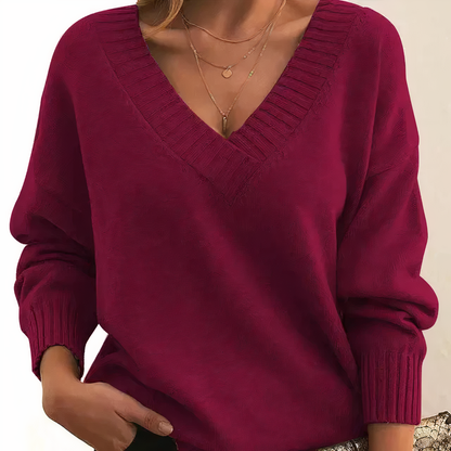 Talia | Damen Pullover V-Ausschnitt Lockere Passform